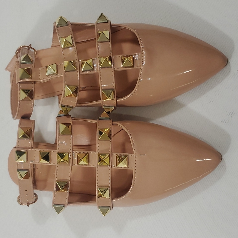 Nicole Miller New York Nude Studded flat mules size 8 - Picture 3 of 16